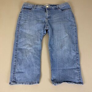 Lee Slender Secret Jeans Womens Plus Size 16 Petite Blue Medium Wash Denim Capri